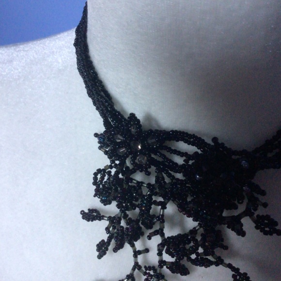 Stunning Black Beaded Vine Choker Necklace - Picture 12 of 12